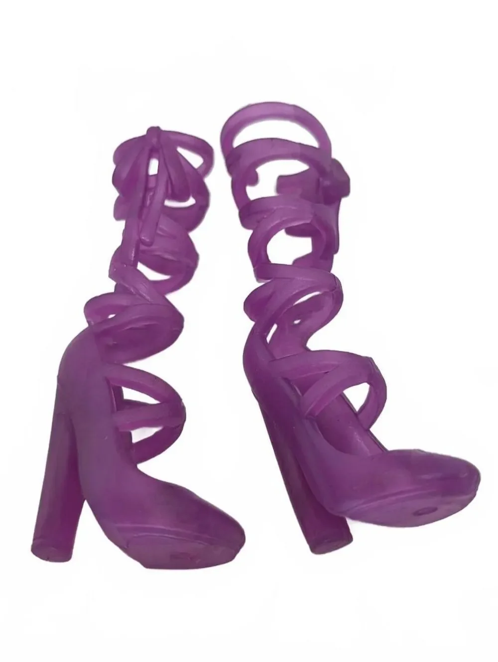 Purple Spiral Strap High Heel Barbie Doll Shoes Heel 1 Pair